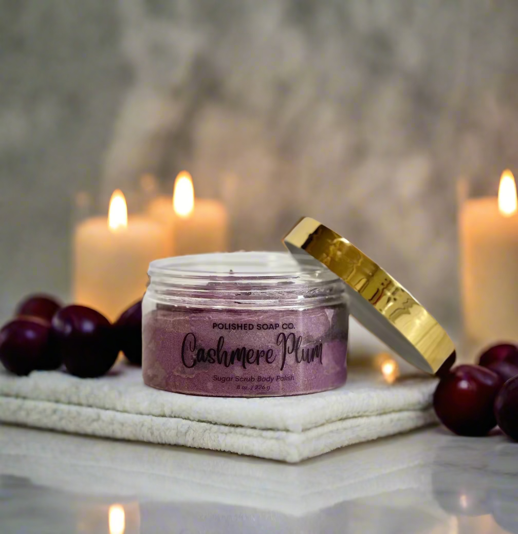 Cashmere Plum- Foaming Sugar Scrub with Donkey Milk